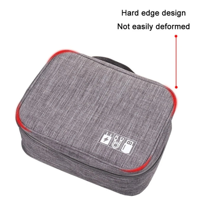 300D Cationic Zipper Bag Water-Resistant Data Cable Digital Accessories Carrying Pouch Power Bank Handbag - Sky Blue - 4