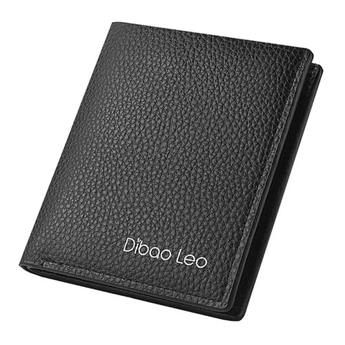 DEABOLAR Men Slim Short Wallet Bi-fold PU Leather Coin Storage Card Holder Bag - Black / Vertical - 1
