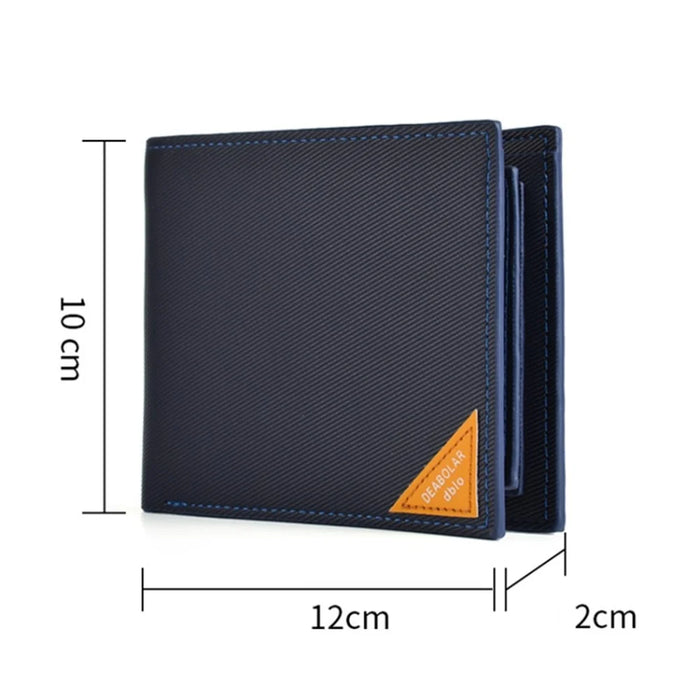 DEABOLAR Men Short Wallet Cross Texture PU Leather Driver License Holder Bag - Blue - 7