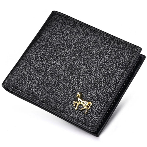 Business Men Slim Horizontal PU Leather Short Wallet Card Cash Storage Bag - Black - 1