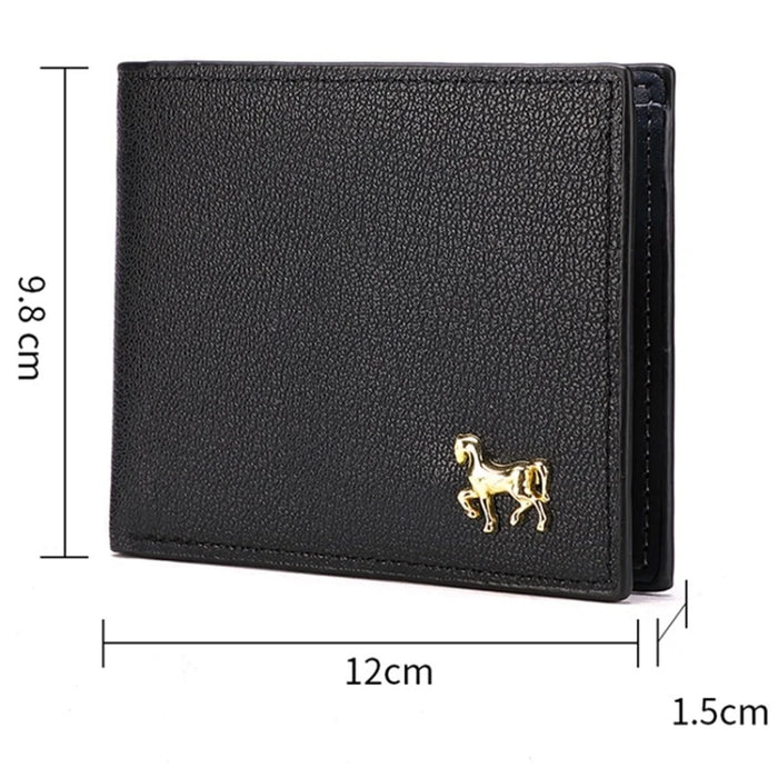 Business Men Slim Horizontal PU Leather Short Wallet Card Cash Storage Bag - Black - 7