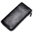 Zipper Closure Men Clutch Cards Coins Cellphone Holder Long Purse PU Leather Wallet - Black - 1