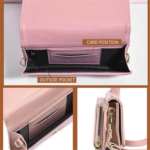 DEABOLAR Fashion Square Tote Bag Women Solid Color PU Leather Crossbody Shoulder Bag - Pink - 2