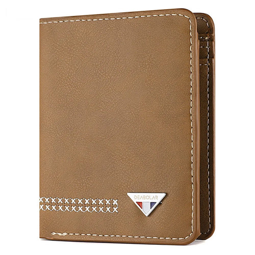 DEABOLAR Men Short Wallet PU Leather Driver’s License Card  Purse Bag - Brown - 1