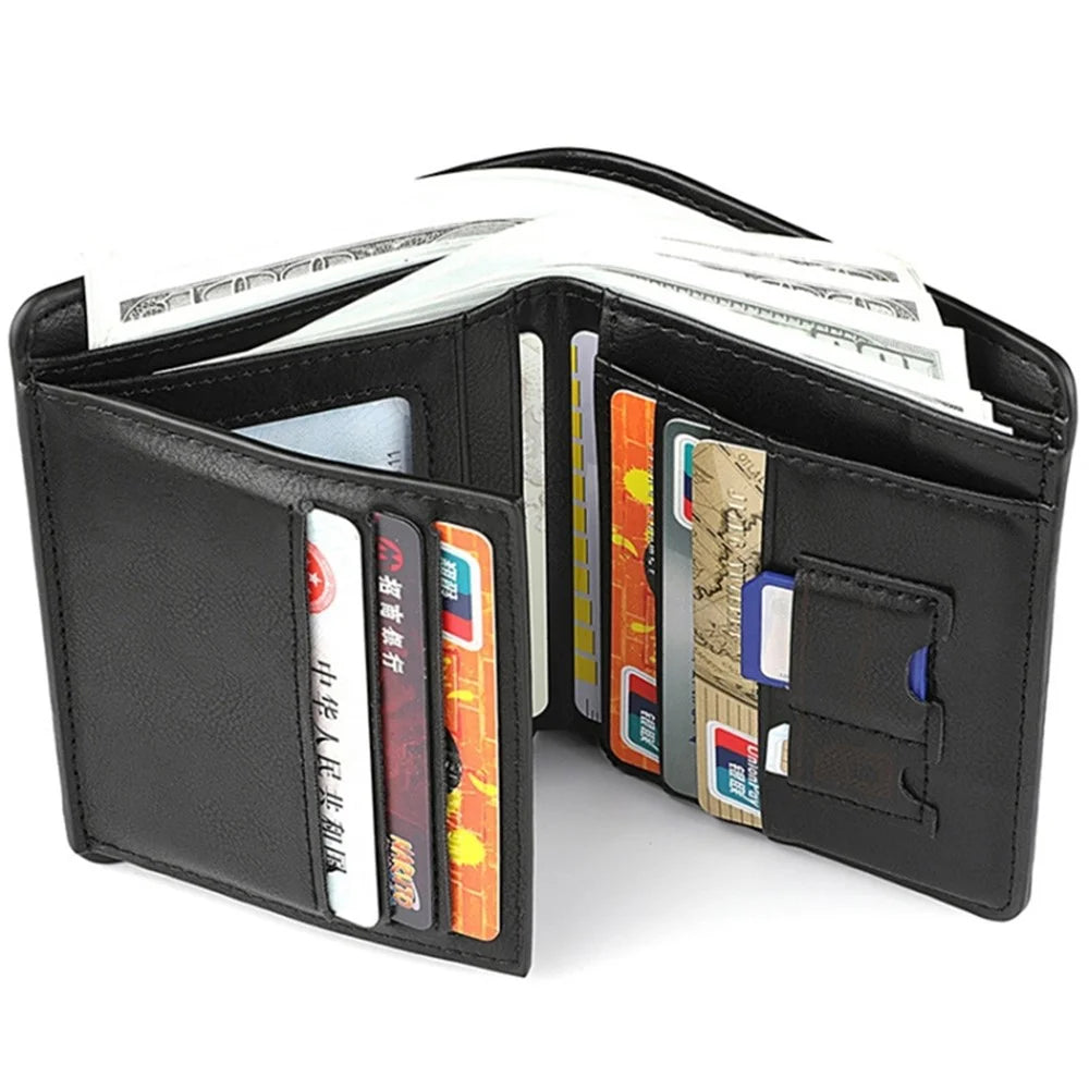 DEABOLAR Men Short Wallet PU Leather Driver’s License Card  Purse Bag - Brown - 3