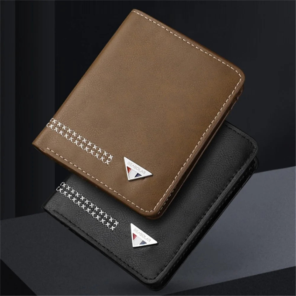 DEABOLAR Men Short Wallet PU Leather Driver’s License Card  Purse Bag - Brown - 5