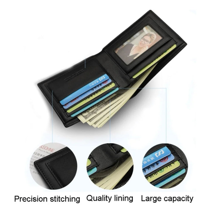 Business PU Leather Men Short Wallet Card Holder Billfold Coin Purse Bag - 738-1 Horizontal - 2
