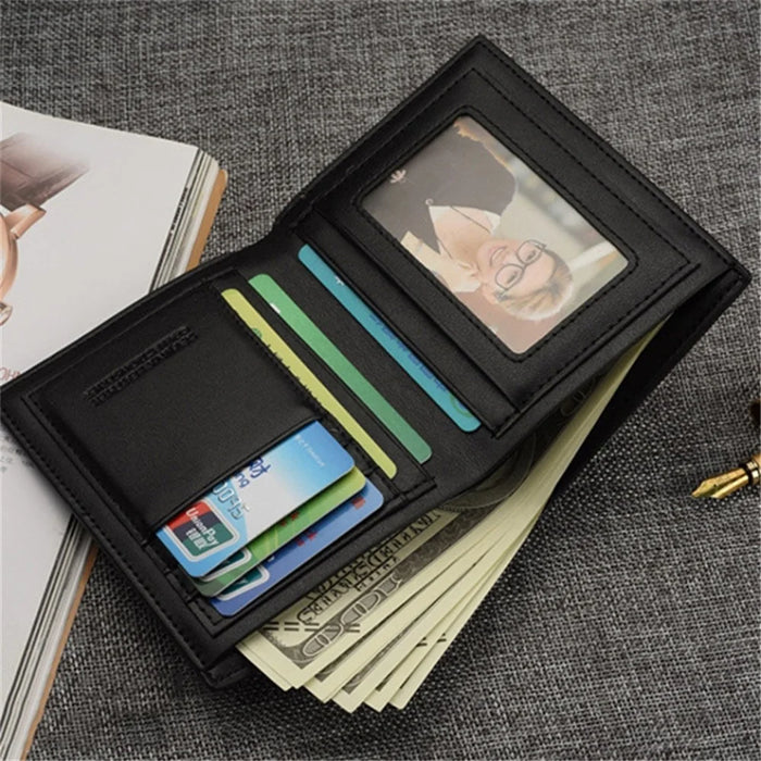 Business PU Leather Men Short Wallet Card Holder Billfold Coin Purse Bag - 738-1 Horizontal - 6