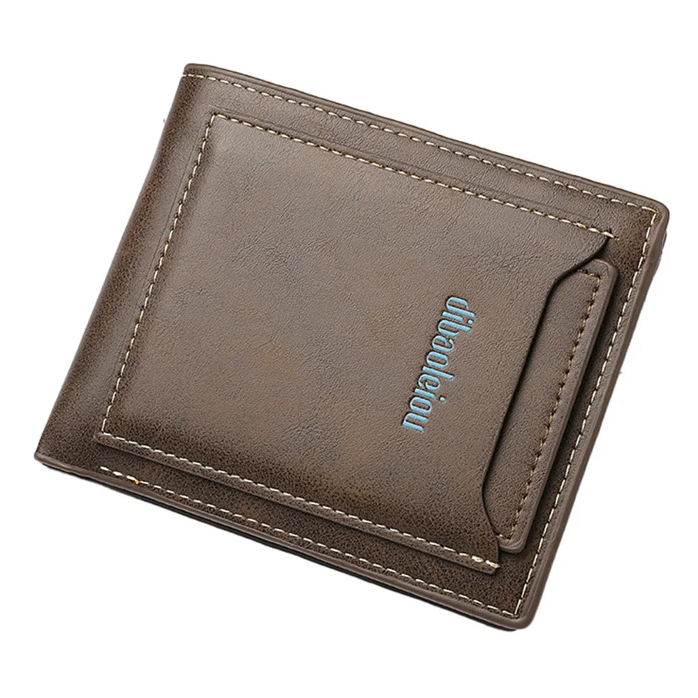 DEABOLAR RFID Blocking PU Wallet for Men Multi-Layer Card Holder Retro Coin Purse Bag - Coffee - 1