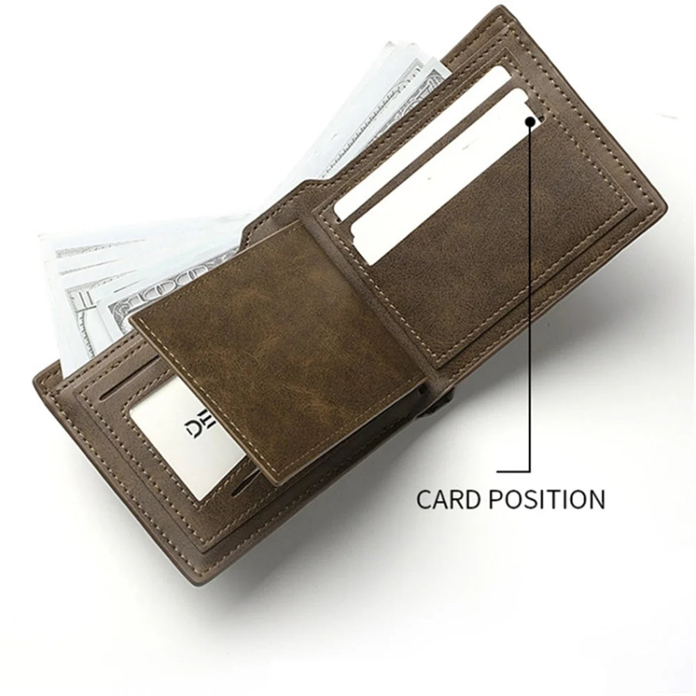 DEABOLAR RFID Blocking PU Wallet for Men Multi-Layer Card Holder Retro Coin Purse Bag - Coffee - 4