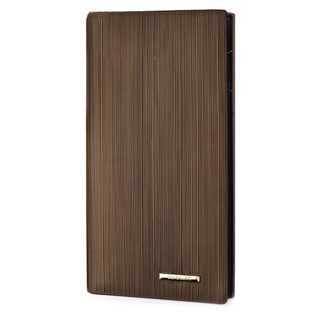DEABOLAR Men's Wallet Wood Texture PU Leather Coin Card Storage Holder Cash Organizer Pouch - Coffee - 1