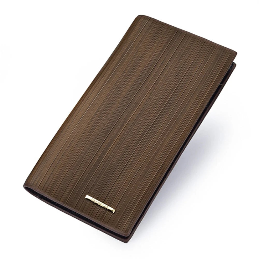 DEABOLAR Men's Wallet Wood Texture PU Leather Coin Card Storage Holder Cash Organizer Pouch - Coffee - 5