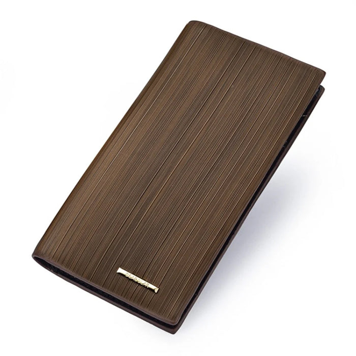 DEABOLAR Men's Wallet Wood Texture PU Leather Coin Card Storage Holder Cash Organizer Pouch - Coffee - 5