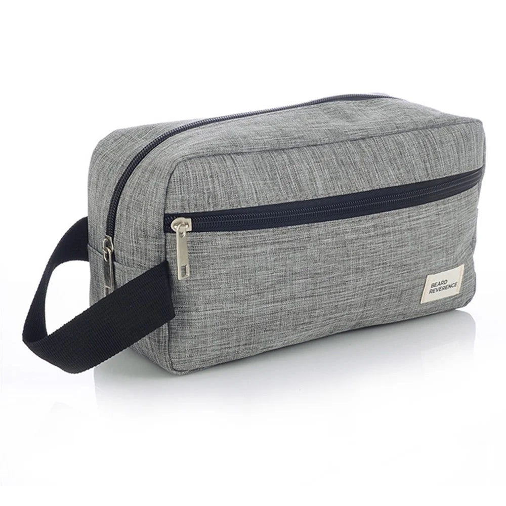 Men Toiletry Bag Nylon Zipper Wash Bag Pouch Travel Handbag Organizer - 300D Matte Grey - 1