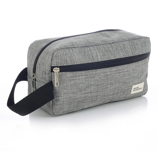 Men Toiletry Bag Nylon Zipper Wash Bag Pouch Travel Handbag Organizer - 300D Matte Grey - 1
