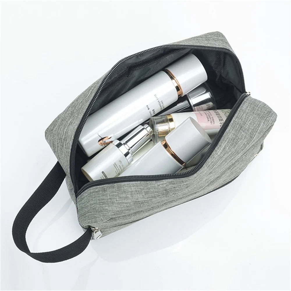 Men Toiletry Bag Nylon Zipper Wash Bag Pouch Travel Handbag Organizer - 300D Matte Grey - 2