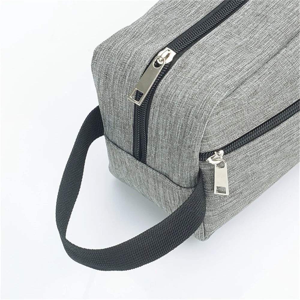 Men Toiletry Bag Nylon Zipper Wash Bag Pouch Travel Handbag Organizer - 300D Matte Grey - 3