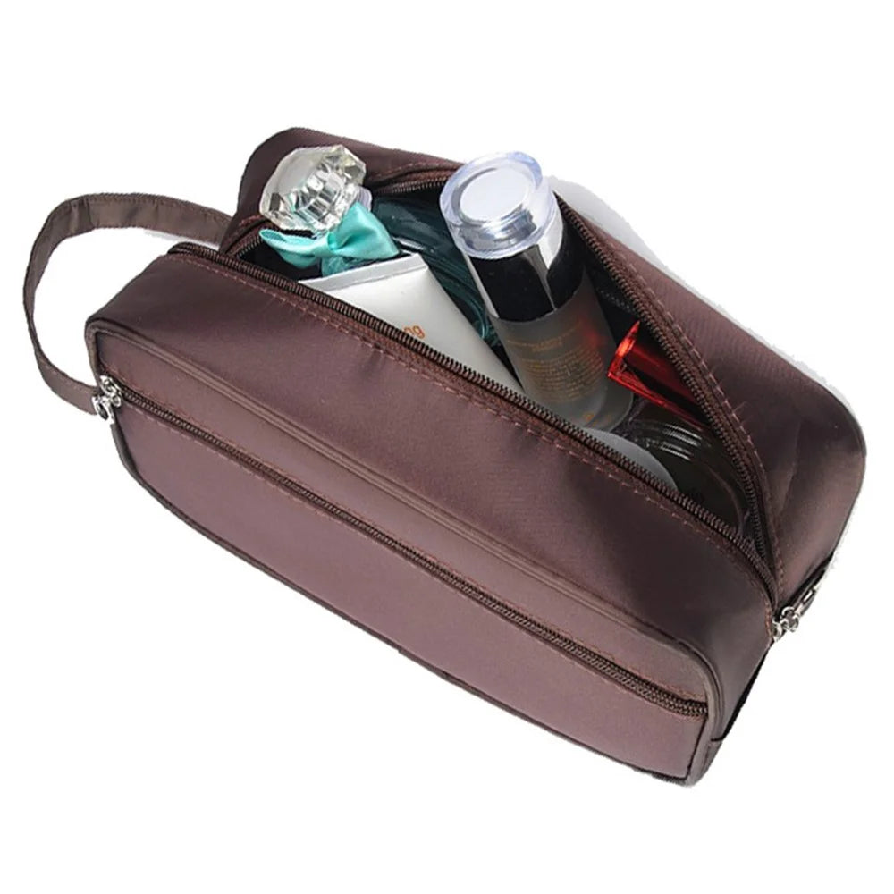 Men Toiletry Bag Nylon Zipper Wash Bag Pouch Travel Handbag Organizer - 300D Matte Grey - 4