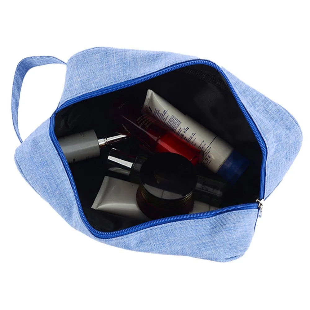 Men Toiletry Bag Nylon Zipper Wash Bag Pouch Travel Handbag Organizer - 300D Matte Grey - 5