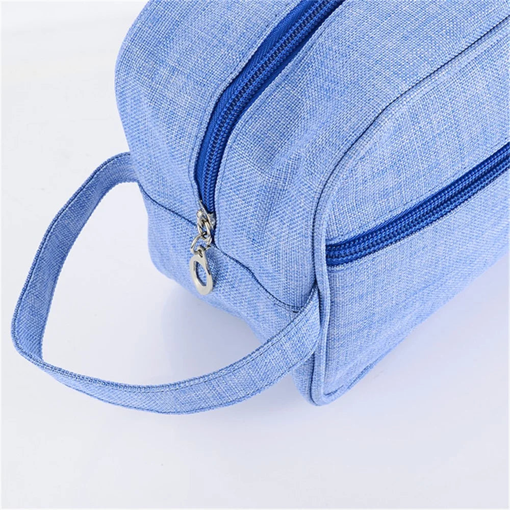 Men Toiletry Bag Nylon Zipper Wash Bag Pouch Travel Handbag Organizer - 300D Matte Grey - 6