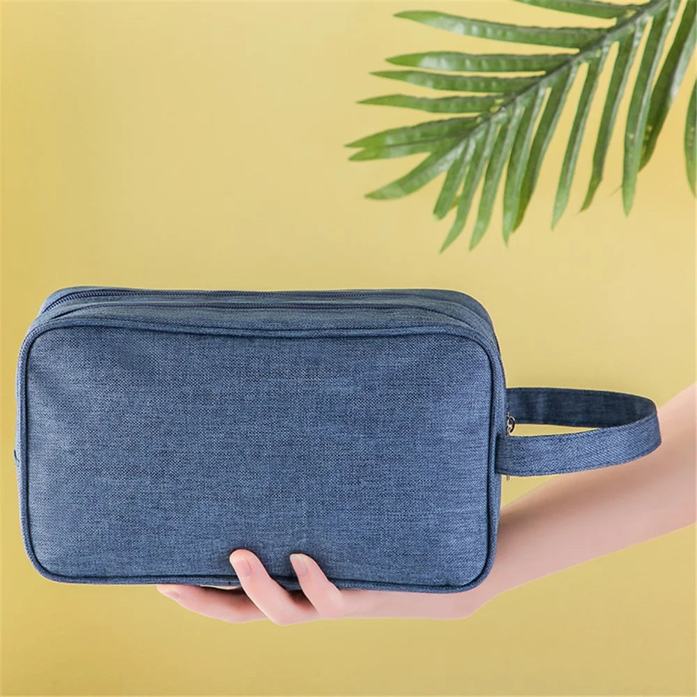 20-35L Men's Toiletry Bag Polyester Travel Face Lotion Organizer Shampoo Storage Bag Handbag - Navy Blue - 2