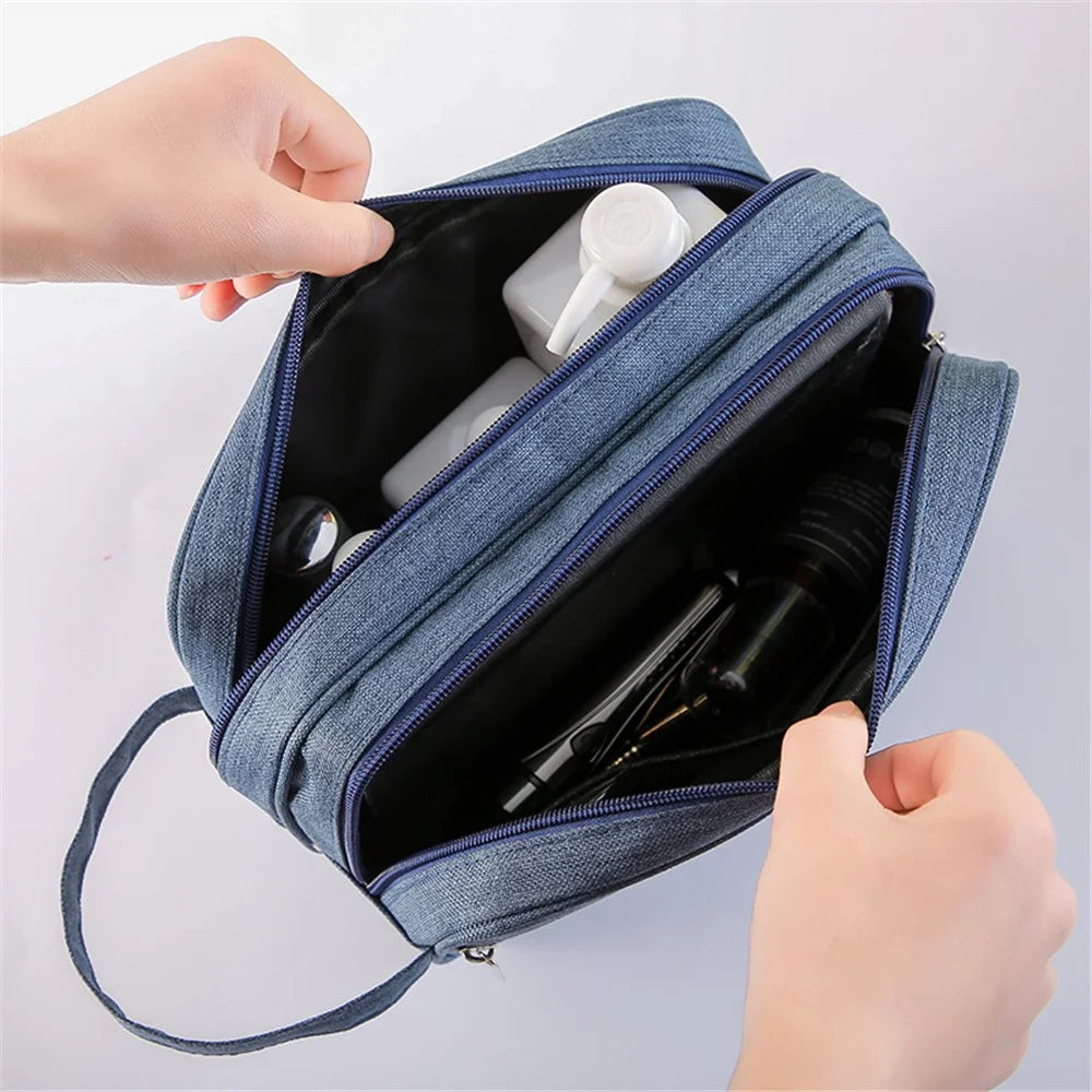 20-35L Men's Toiletry Bag Polyester Travel Face Lotion Organizer Shampoo Storage Bag Handbag - Navy Blue - 3