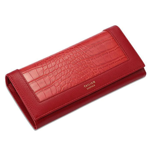 TAILIAN T8806-073 Crocodile Texture Women Long Wallet PU Leather Clutch Bag Cards Cash Holder Purse - Red - 1