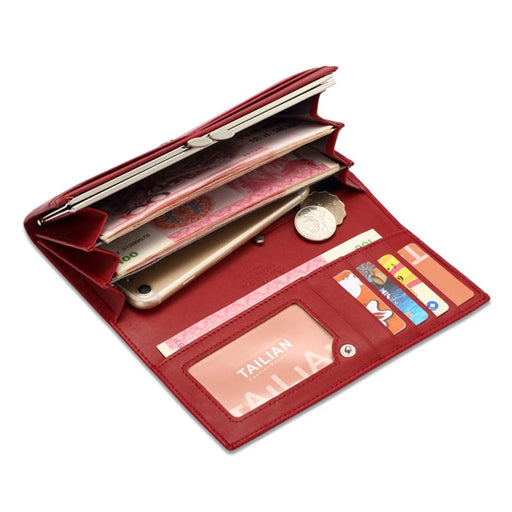 TAILIAN T8806-073 Crocodile Texture Women Long Wallet PU Leather Clutch Bag Cards Cash Holder Purse - Red - 2