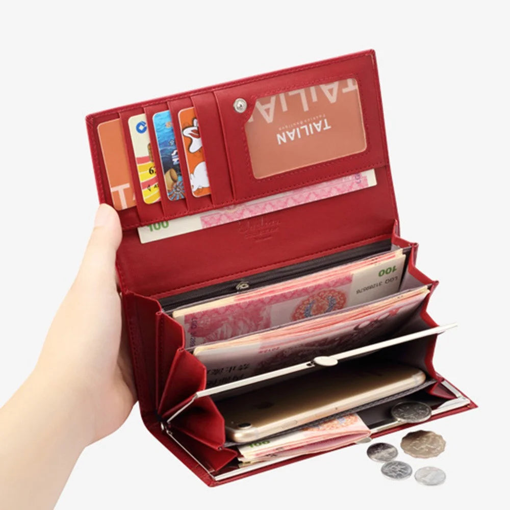 TAILIAN T8806-073 Crocodile Texture Women Long Wallet PU Leather Clutch Bag Cards Cash Holder Purse - Red - 4