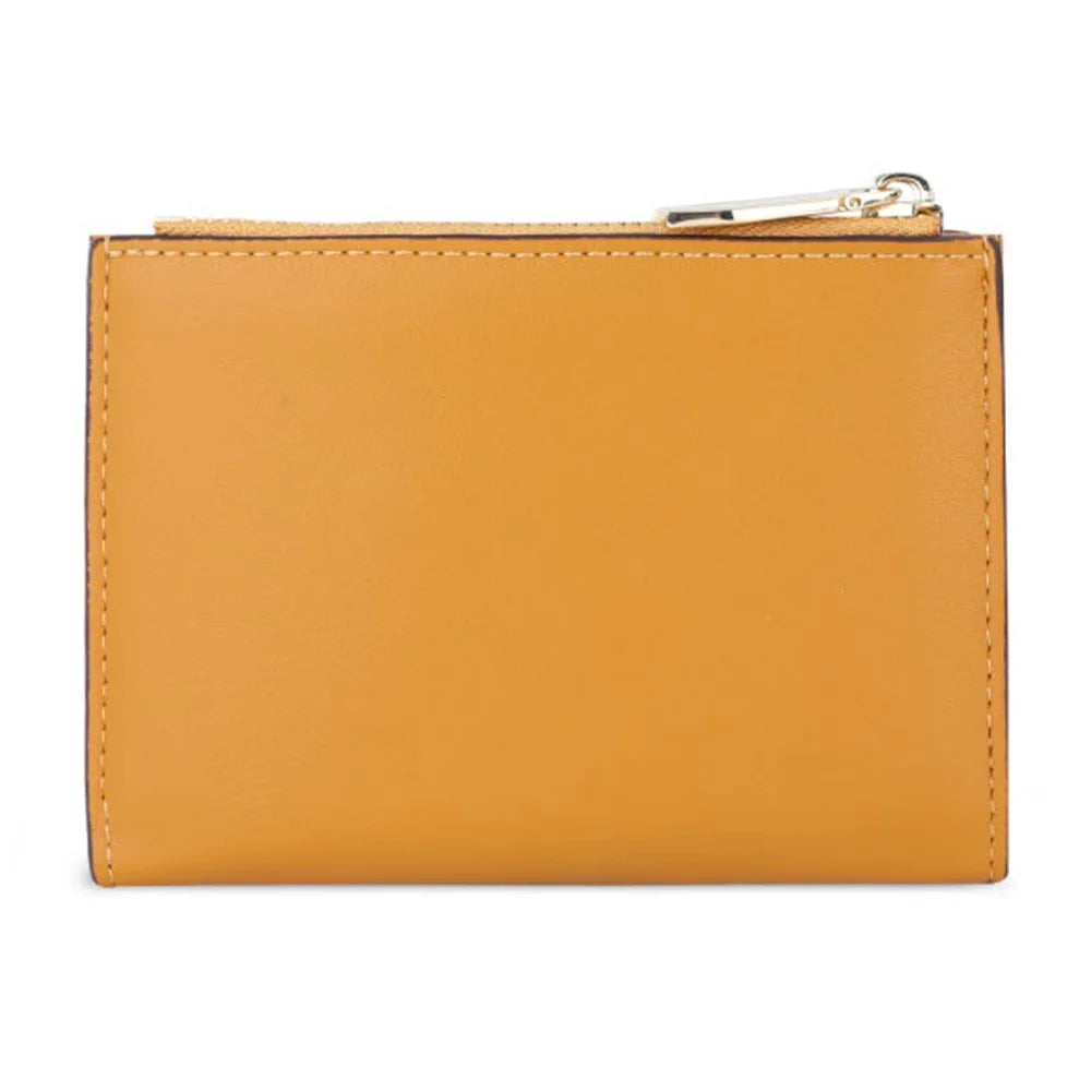 TAILIAN T2602-166 PU Leather Short Wallet Women Cards Cash Holder Purse with Zipper Pocket - Yellow - 2