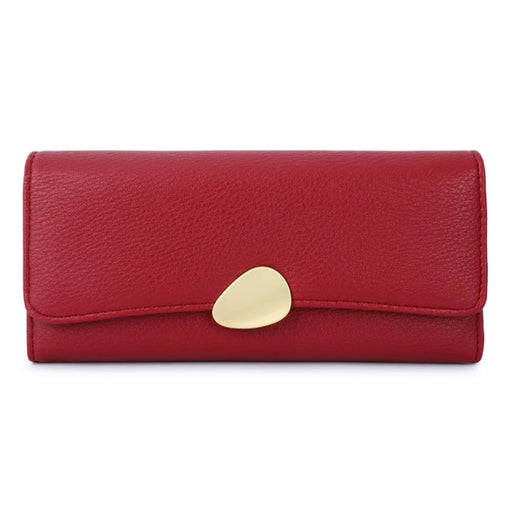 TAILIAN T5601-039 Litchi Texture Tri-fold Women Long Wallet PU Leather Snap Button Multiple Cards Slots Purse - Red - 1
