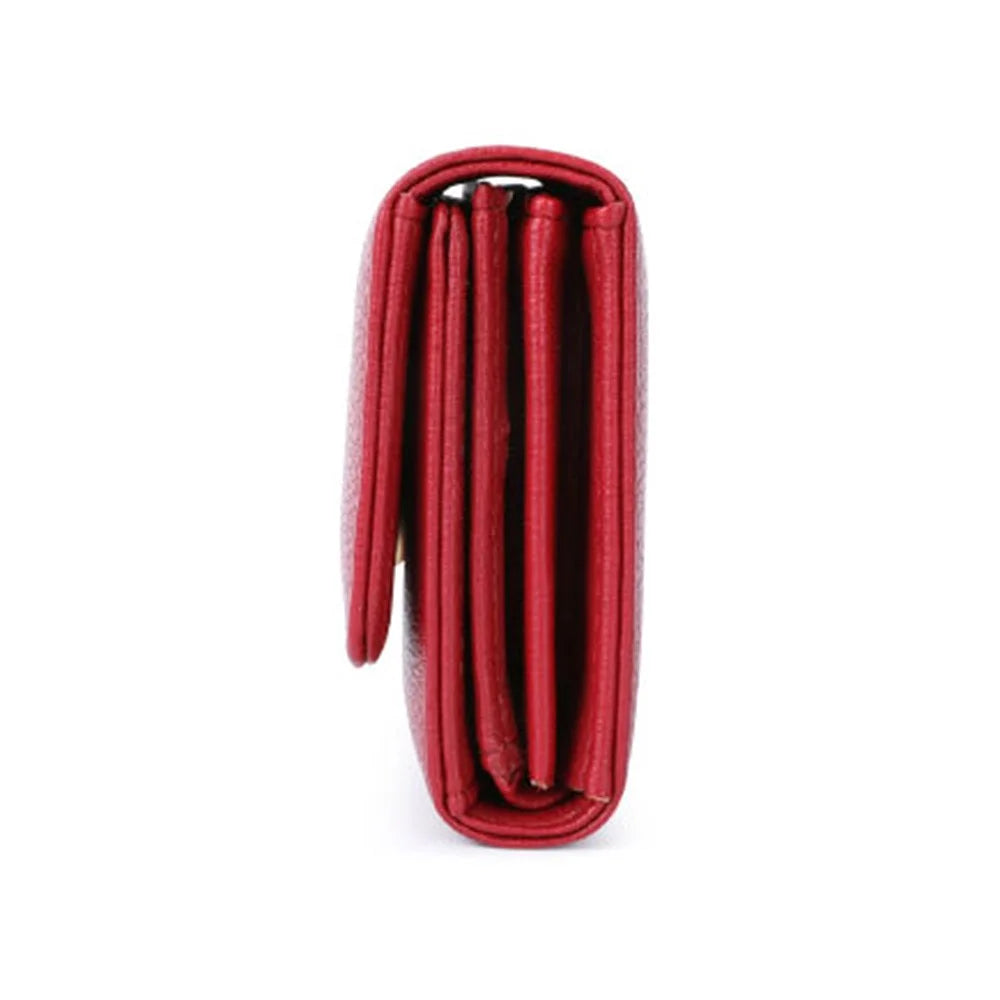 TAILIAN T5601-039 Litchi Texture Tri-fold Women Long Wallet PU Leather Snap Button Multiple Cards Slots Purse - Red - 5