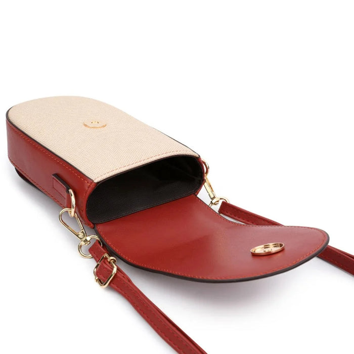 TAILIAN TC111-005 Canvas Texture PU Leather Women Small Crossbody Bag Phone Cosmetics Carrying Bag - Red - 3