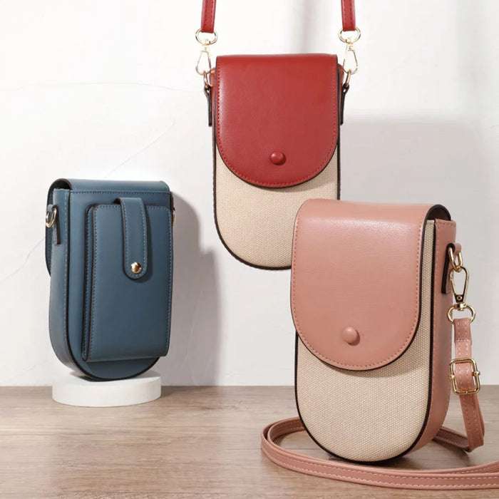 TAILIAN TC111-005 Canvas Texture PU Leather Women Small Crossbody Bag Phone Cosmetics Carrying Bag - Red - 5