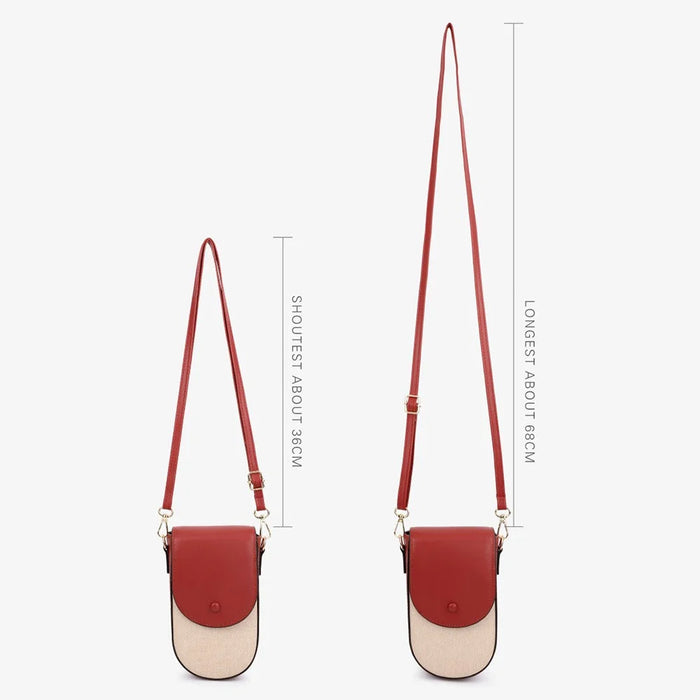TAILIAN TC111-005 Canvas Texture PU Leather Women Small Crossbody Bag Phone Cosmetics Carrying Bag - Red - 6