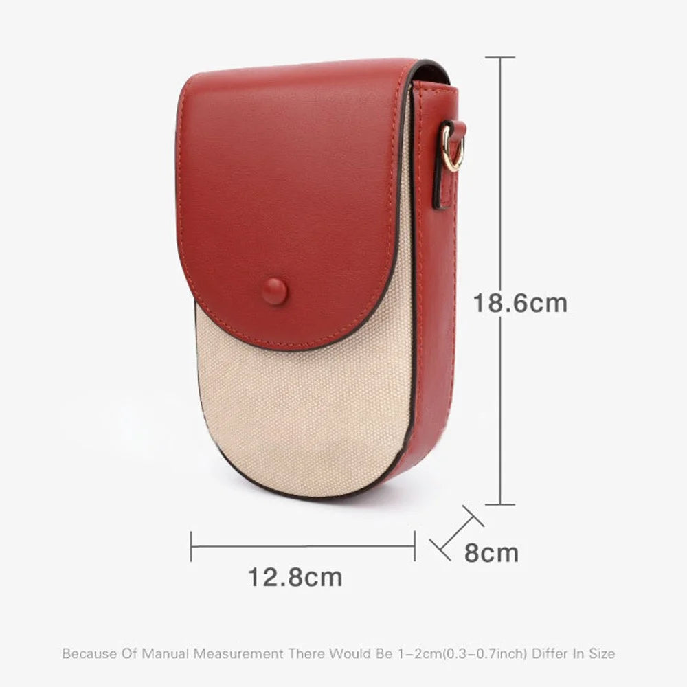 TAILIAN TC111-005 Canvas Texture PU Leather Women Small Crossbody Bag Phone Cosmetics Carrying Bag - Red - 7