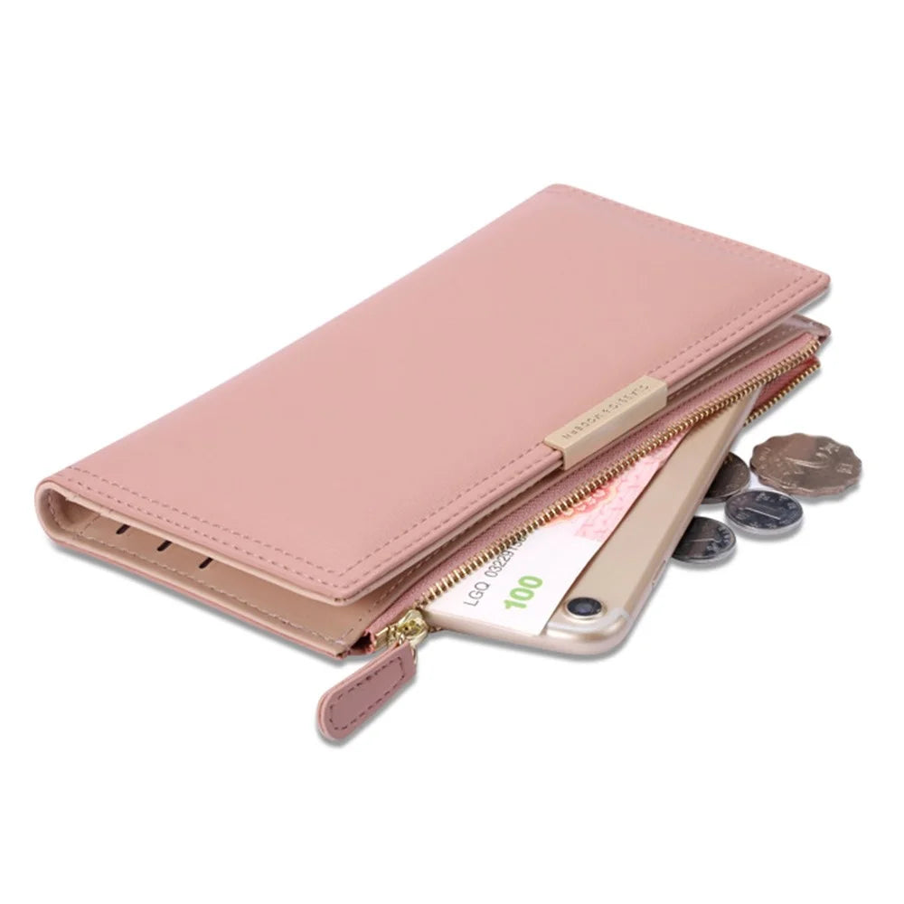 TAILIAN T5076-022 Stylish Zipper Pocket Long Wallet Women PU Leather Clutch Bag Multi Cards Slots Purse - Pink - 3