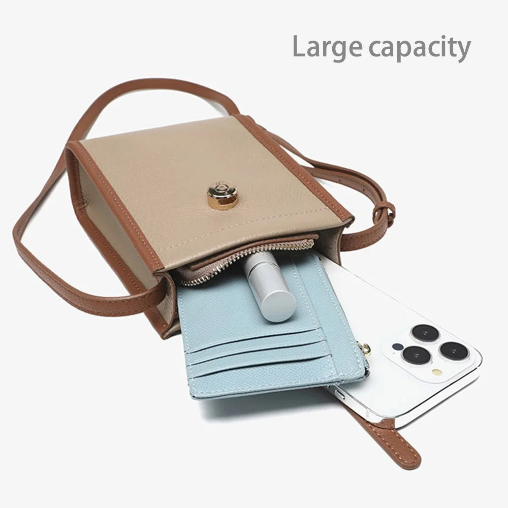 CKZC2243 Retro Women Crossbody Bag Top-Layer Cowhide Leather Phone Purse Zipper Shoulder Bag - Green - 3