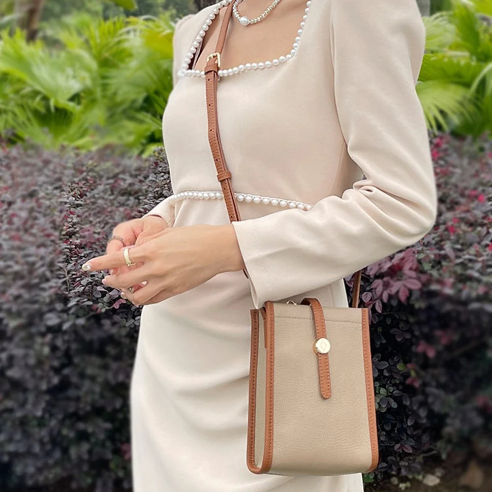 CKZC2243 Retro Women Crossbody Bag Top-Layer Cowhide Leather Phone Purse Zipper Shoulder Bag - Green - 6