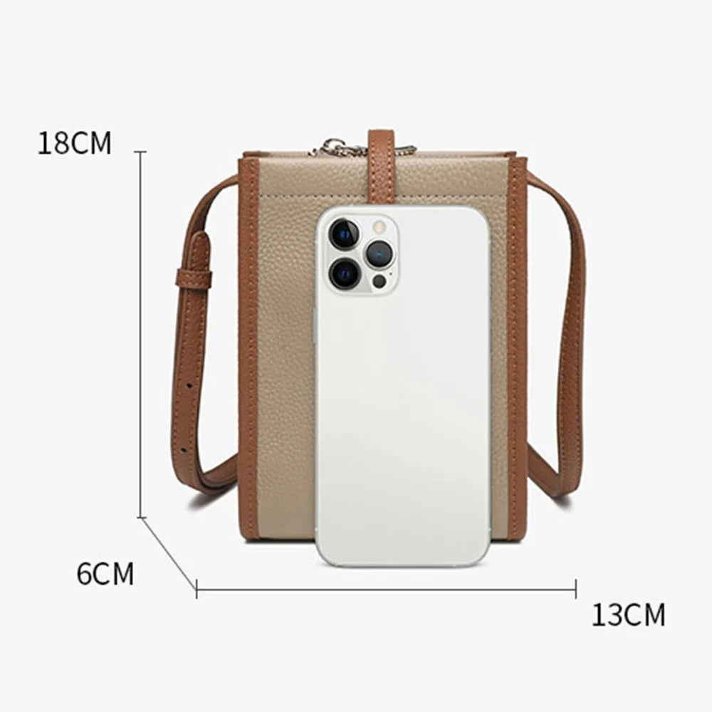 CKZC2243 Retro Women Crossbody Bag Top-Layer Cowhide Leather Phone Purse Zipper Shoulder Bag - Green - 7