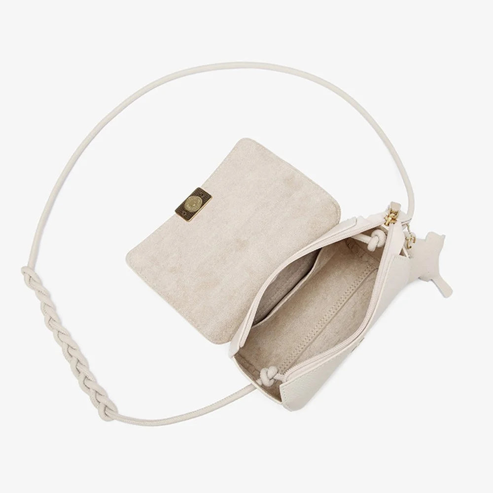 CKZC2245 Casual Crossbody Bag Top Layer Cowhide Leather Flip Cover Women Shoulder Bag Phone Pouch - Beige - 3