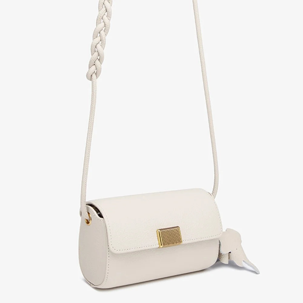 CKZC2245 Casual Crossbody Bag Top Layer Cowhide Leather Flip Cover Women Shoulder Bag Phone Pouch - Beige - 6