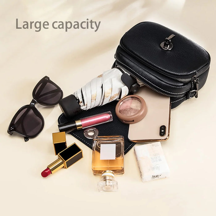CKWG3303 Women Fashion Shoulder Bag Top Layer Cowhide Leather Crocodile Texture Crossbody Bag - 3