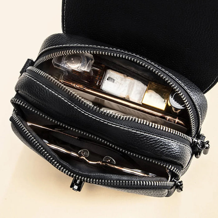 CKWG3303 Women Fashion Shoulder Bag Top Layer Cowhide Leather Crocodile Texture Crossbody Bag - 4