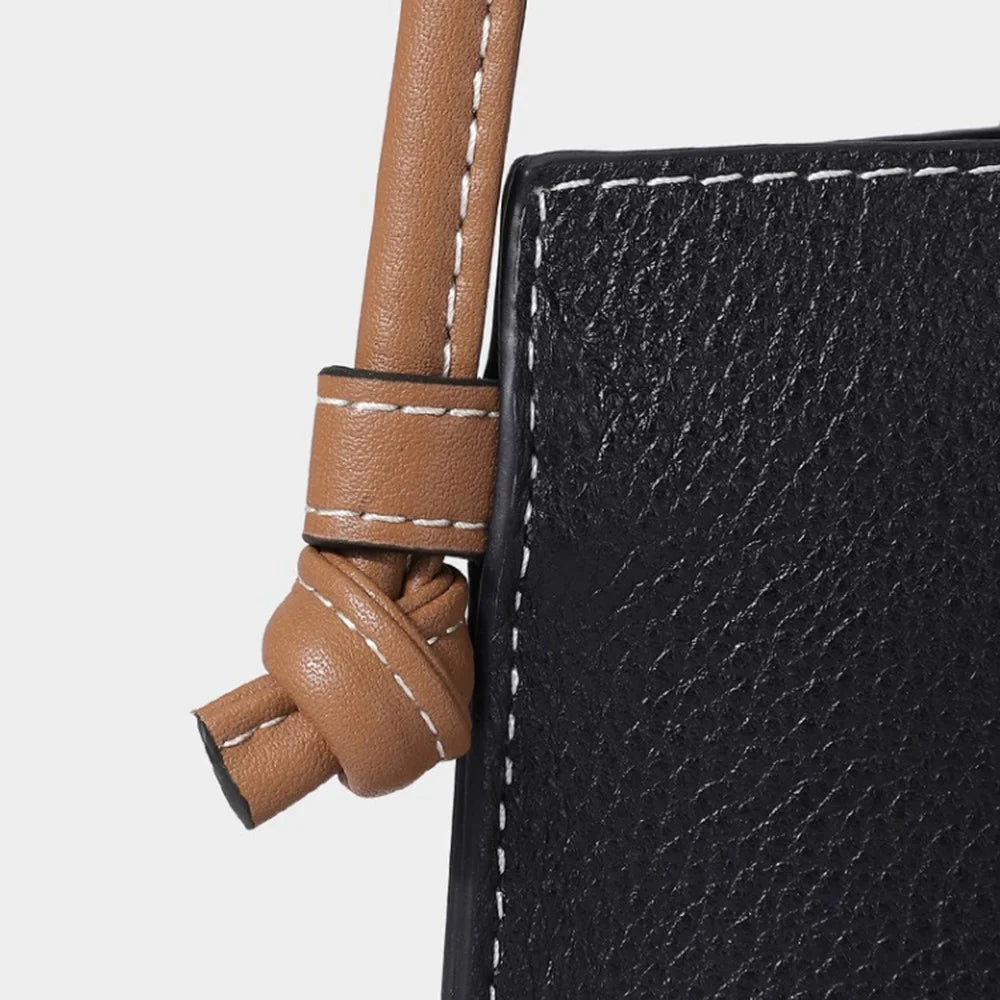 CKZC2203 Crossbody Phone Bag Pouch Top Layer Cowhide Leather Casual Women Sling Shoulder Bag - Black - 4