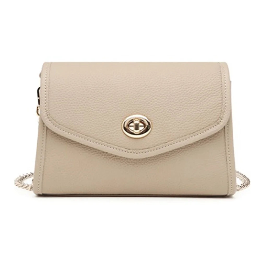 CKZC2232 Top Layer Cowhide Leather Crossbody Bag Women Fashion Phone Bag with Chain Shoulder Strap - Grey - 1