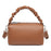 CK2226 Dual Zipper Women Handbag Top Layer Cowhide Leather Casual Crossbody Shoulder Bag - Caramel - 1