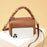 CK2226 Dual Zipper Women Handbag Top Layer Cowhide Leather Casual Crossbody Shoulder Bag - Caramel - 4