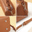 CK2226 Dual Zipper Women Handbag Top Layer Cowhide Leather Casual Crossbody Shoulder Bag - Caramel - 5