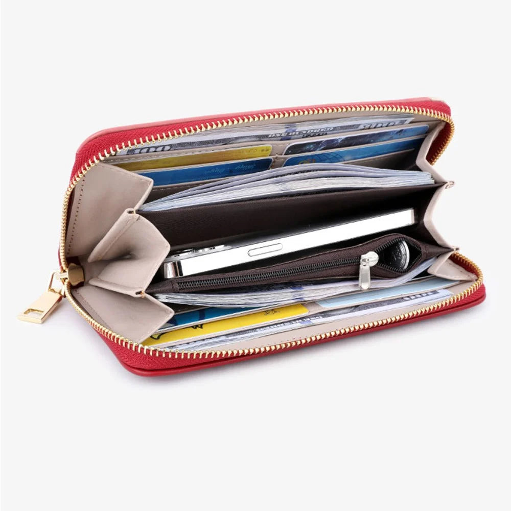 TAILIAN T9612-117 Multiple Card Slots Long Purse Color Splicing PU Leather Women Zipper Clutch - Yellow - 2